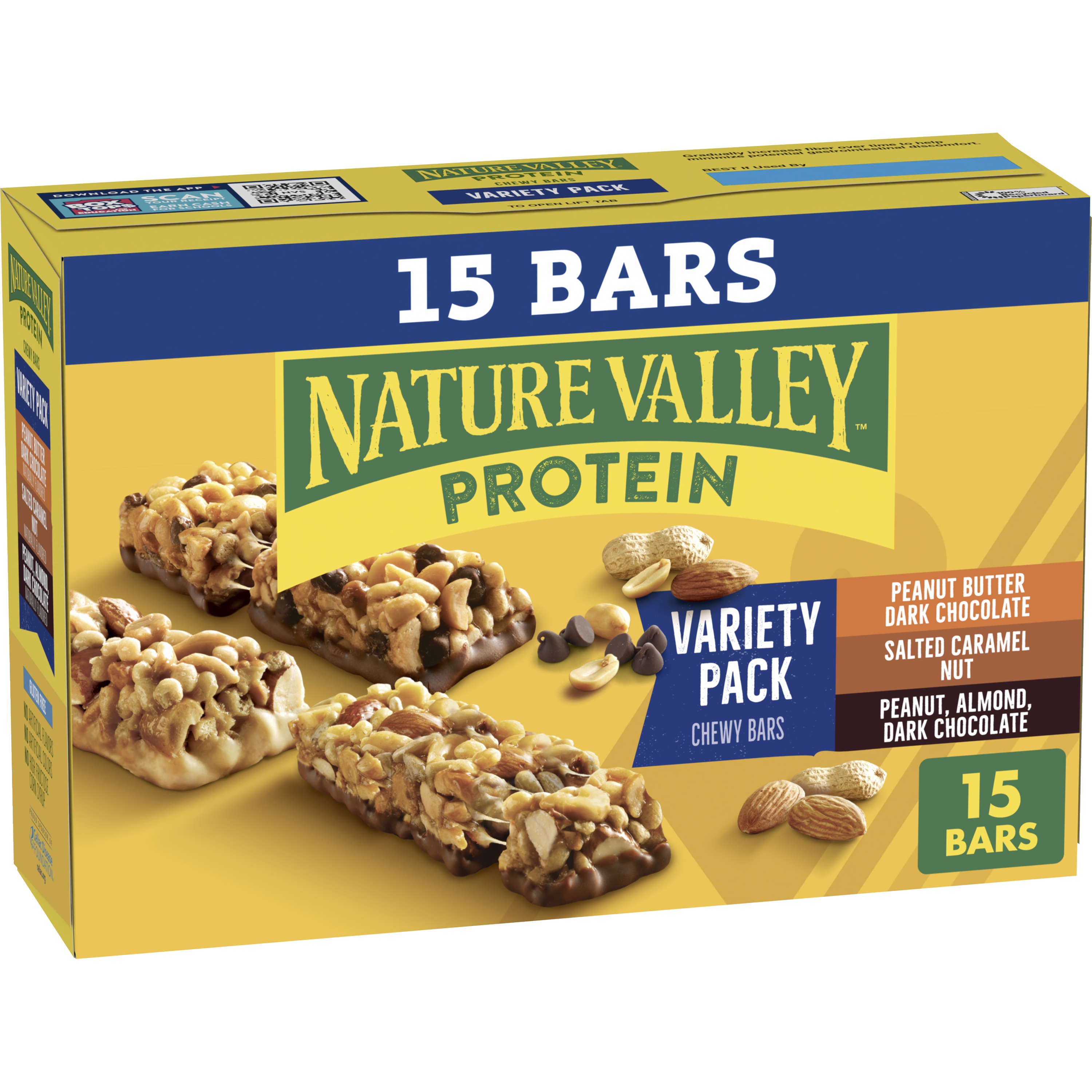 Peanut Butter Dark Chocolate Salted Caramel Nut Almond & Protein Chewy Bars Variety Pack 15ct - Daily Wellness Essential